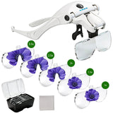 Head-mounted rechargeable magnifier, high-definition lenses with LED lighting, dual wearing modes for flexible switching, full-dimensional adjustment for precision work, lightweight, scratch-resistant, and durable, long battery life supporting repair and 