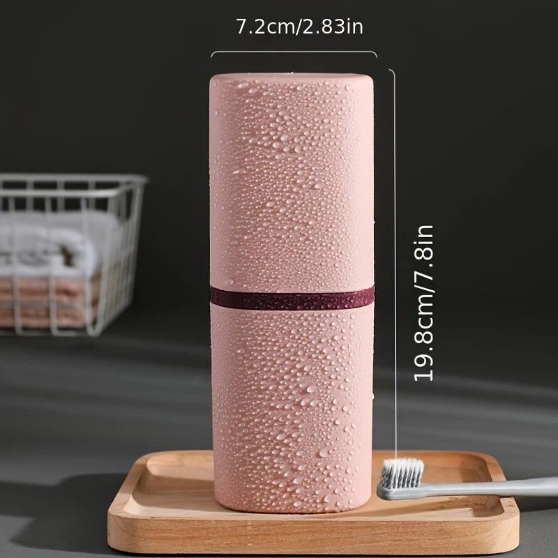 1pc Portable Toothbrush Holder Box, Multi-functional Travel Toothbrush Storage Case, Mouthwash Cup and Toothbrush Container.PINK