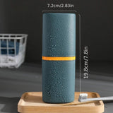 1pc Portable Toothbrush Holder Box, Multi-functional Travel Toothbrush Storage Case, Mouthwash Cup and Toothbrush Container.dark blue