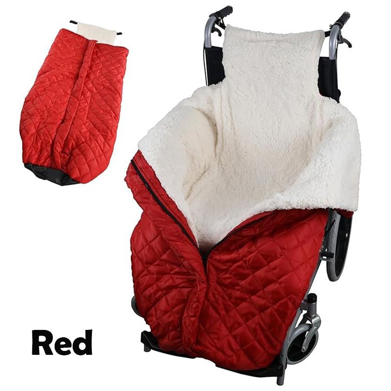 Winter Elderly Wheelchair Heating Blanket | Windproof & Fleece-Lined, Ideal for Both Outings and Home Use(red)