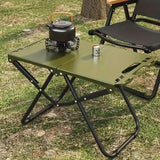 Portable Folding Camping Table Iron Outdoor Picnic Beach BBQ Tailgate Hiking with Storage Bag(GREEN)