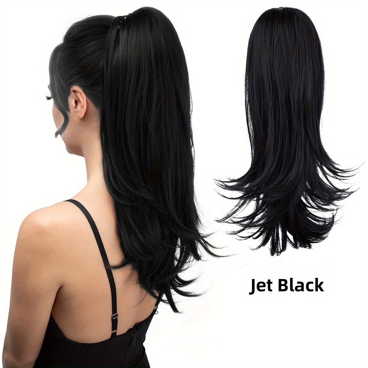 Clip-on Ponytail Hairpiece — Dual-use design, rotate 180° to switch between styles. Made of synthetic fiber, it's easy and quick to wear. Special craftsmanship ensures a natural, realistic look once put on.(colour mixture:1 btgrey)