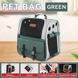Cat Backpack Carrier - Lightweight, Foldable, Shape-Retaining Travel Bag for Cats and Small Dogs up to 8kg(Dark green)