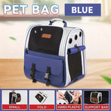 Cat Backpack Carrier - Lightweight, Foldable, Shape-Retaining Travel Bag for Cats and Small Dogs up to 8kg(BLUE)