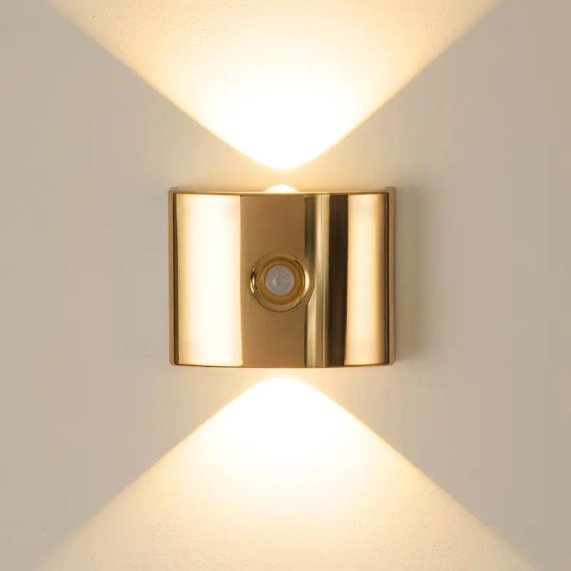 1PCS Induction wall lamp with three-color stepless dimming, 120° auto shut-off, USB rechargeable magnetic installation. Smart motion-sensing LED wall lamp, serving as both a night light and an ambient light./golden