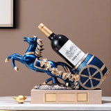 Freestanding Luxury Wine Rack, Stable Partitioned Storage, Hand-Carved "Success at First Attempt" Horse, Housewarming Gift.BLUE