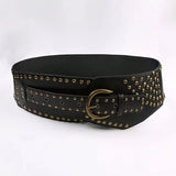 Women's Punk-Style PU Belt: Metal Stud and Buckle Decoration, Daily Streetwear Personality Accessory（Black bronze rivet）