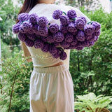 Hand-Crocheted Rose Round Blanket: A versatile romantic gift that brightens everyday warmth. (Diameter: 110 CM / 43.3 IN,  Blue)