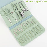 16-Piece Nail Care Set | Portable & Professional, One Box for Hand & Foot Details。green