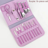16-Piece Nail Care Set | Portable & Professional, One Box for Hand & Foot Details.purple
