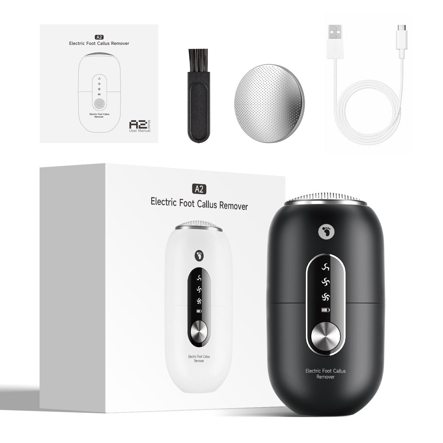 Smart Electric Foot File, 26000Pa Suction, Smooth in 3 Seconds, IPX6 Waterproof, Portable Foot Care/black