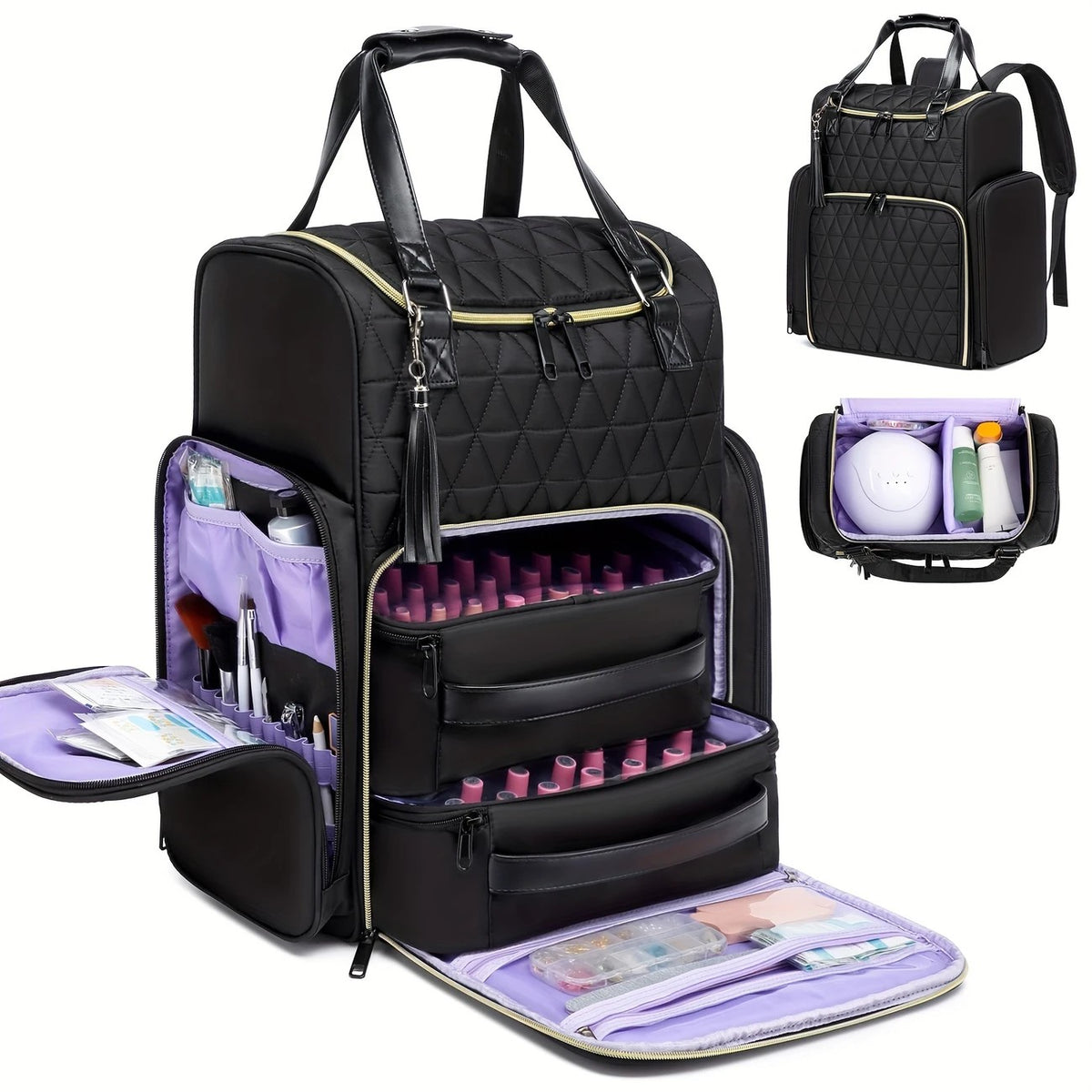 Nail Art Tool Storage Backpack: Removable Compartments, High-Capacity Categorized Storage, Multiple Carrying Methods, Ideal for Home, Travel & Mobile Services