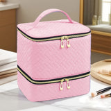 PINK Double‑layer woven storage, scientifically organized with large capacity—Professional Nail Tool Carry‑on Bag, keeping tools perfectly ordered.