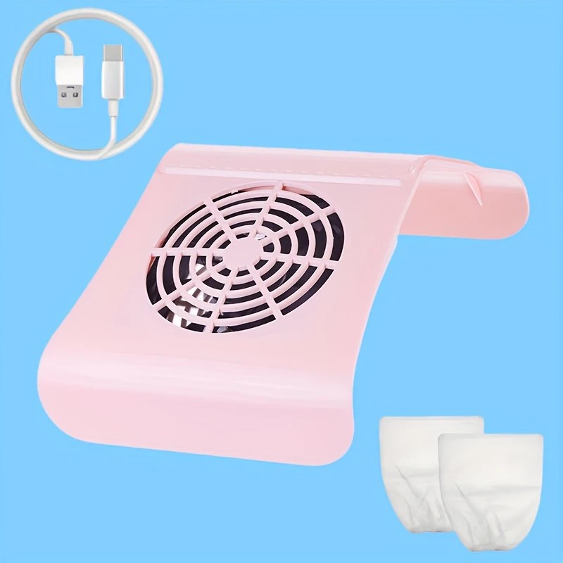 Nail Dust Collector: USB-Powered, Strong Suction, One-Touch Operation, Say Goodbye to Dust Troubles.PINK