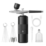 Black Portable Wireless Airbrush Kit, Versatile for Nail Art, Painting, Makeup, and Model Making