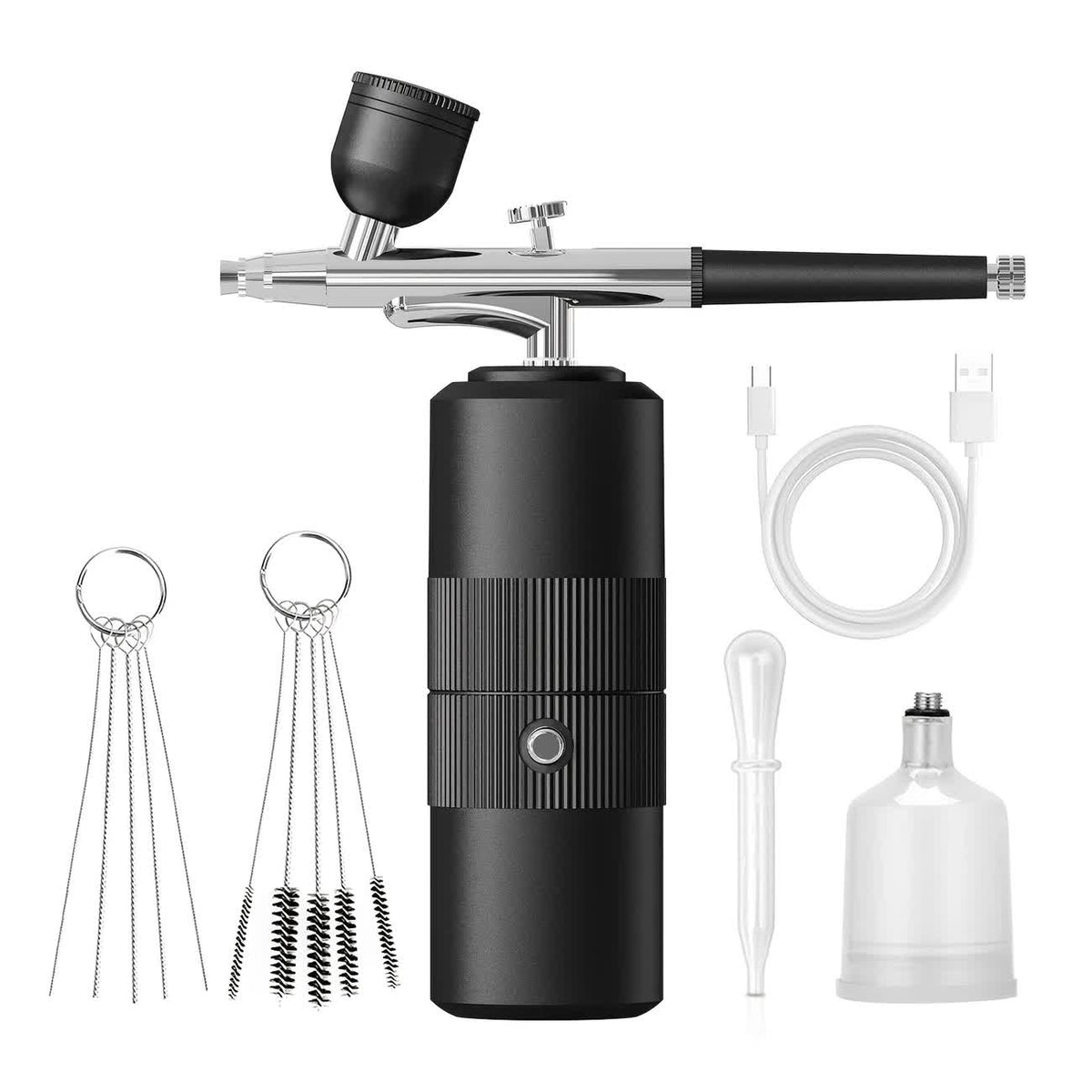 Black Portable Wireless Airbrush Kit, Versatile for Nail Art, Painting, Makeup, and Model Making