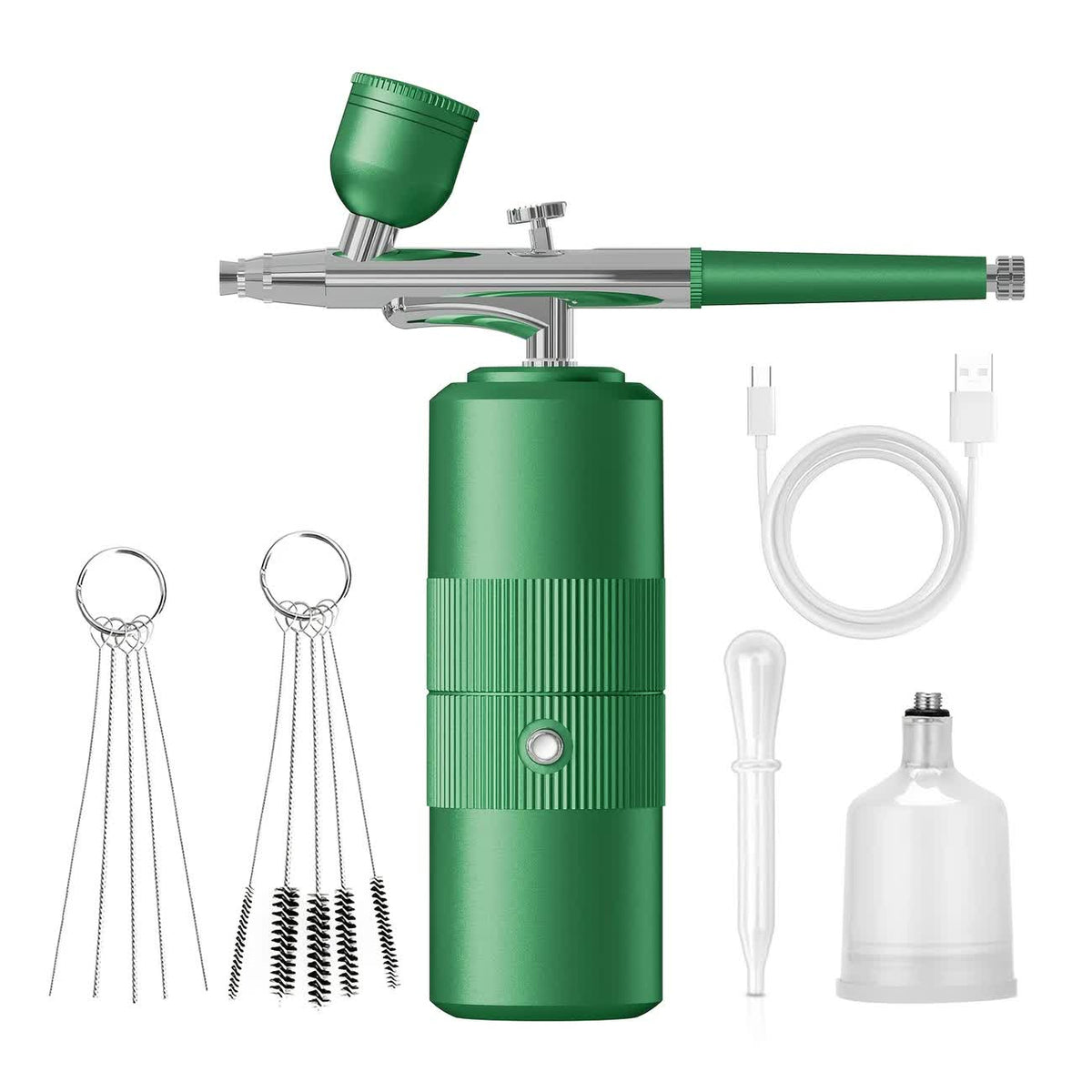 Green  Portable Wireless Airbrush Kit, Versatile for Nail Art, Painting, Makeup, and Model Making