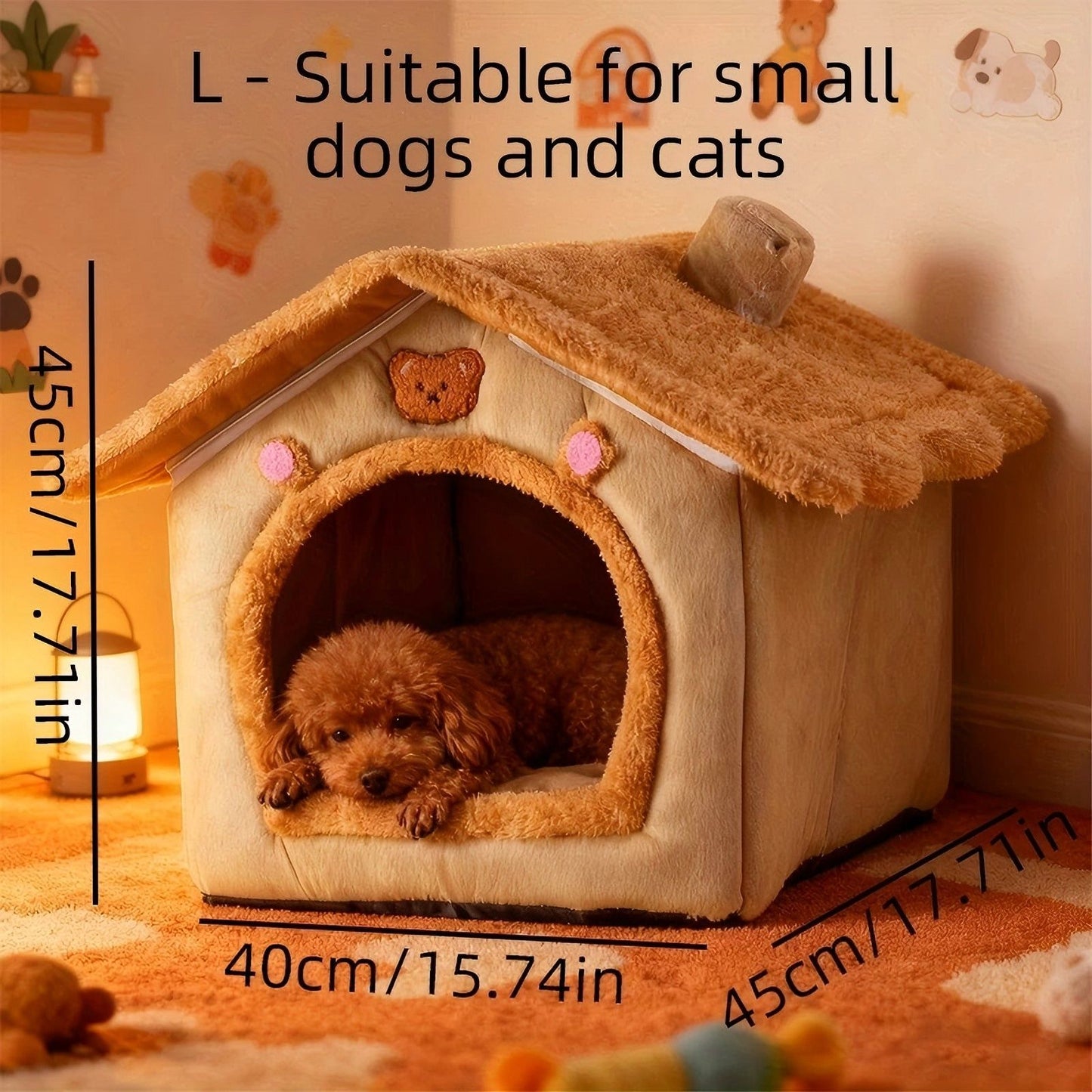 1 Pet Bed House for Cats, Detachable and Washable Cat House, Soft and Warm Winter Cat Bed, Small Dog Cave Nest( NO: L)
