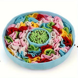 Pet Snuffle Mat Slow Feeder Bowl: Polyester Bite-Resistant Squeaky Toy, Non-Slip Base, Machine Washable, Universal for Dogs & Cats, Stress Relief Foraging Training, Healthy Slow Feeding.(baby blue)