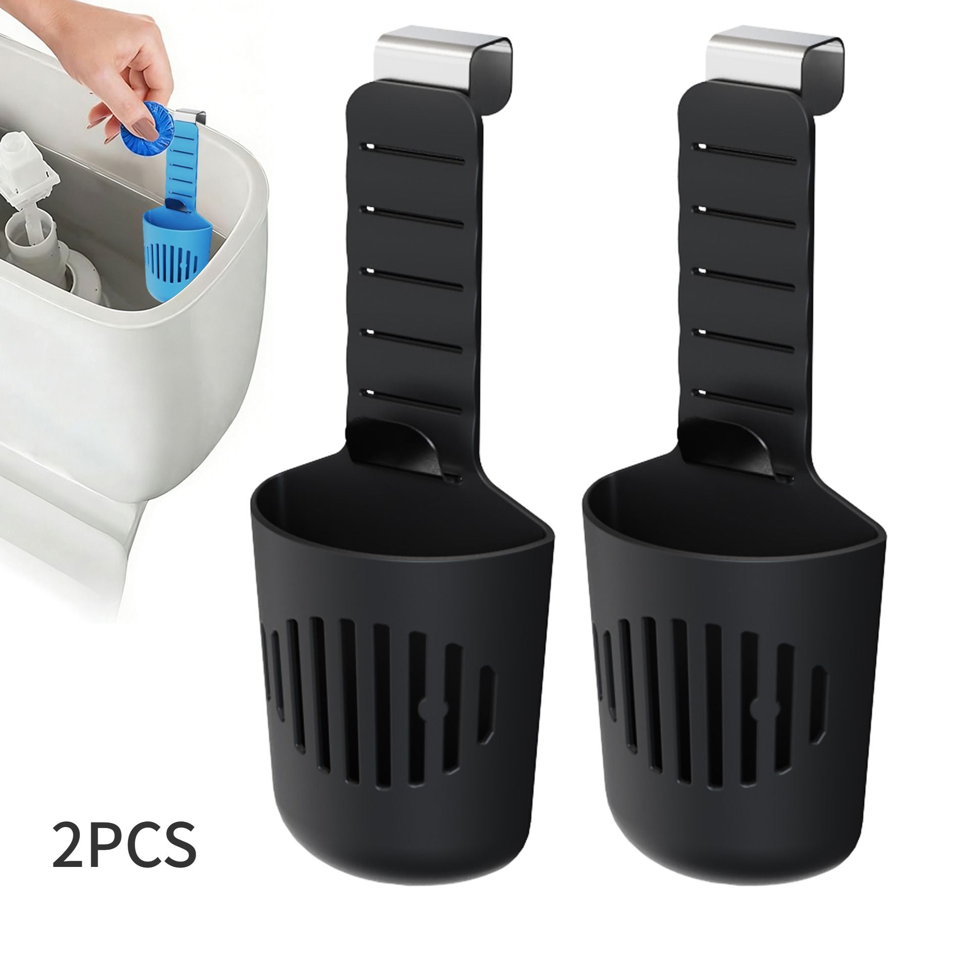 2PCS Hanging Toilet Cleaning Basket: No Drilling Required, Easy Installation, Automatic Cleaning with Every Flush, Long-Lasting Stain Removal, Deodorizing, and Fresh Fragrance/black