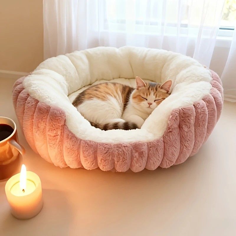 Pet owners are searching: Winter thick rabbit fur pet bed, ultimate cold-proof warmth solution(pink   No. M)