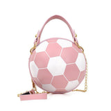 Soccer Theme Ladies Handbag, PU Material, Hand Carry Shoulder Crossbody Three Ways, Daily Outing Versatile Fashion(PINK)