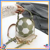 Soccer Theme Ladies Handbag, PU Material, Hand Carry Shoulder Crossbody Three Ways, Daily Outing Versatile Fashion(green)