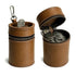 Oil Nubuck Leather Barrel Piggy Bank, Top-Grain Cowhide Plain Design, Zipper Closure Portable（brown）