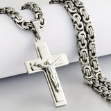  Trendy Gold-Plated Cross Men's Pendant, paired with a Cuban chain—a bold, personal expression of faith.silver