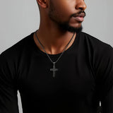 Titanium Steel Cross Necklace: Eternal Faith, Timeless Quality.  BLACK
