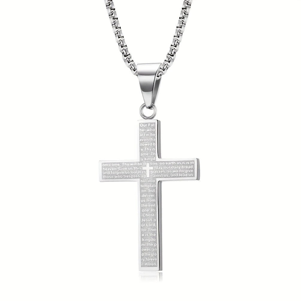 Titanium Steel Cross Necklace: Eternal Faith, Timeless Quality。Steel color