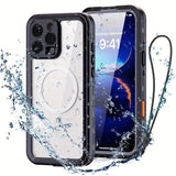 iPhone 16 Plus Waterproof Phone Case IP68 Drop Protection Snow Dust Resistant with Lanyard for Swimming Skiing Off Road Adventures(black)