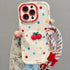 Creamy White Shell Cherry Painting iPhone Case Silicone Drop Protection Full Lens Cover with Lanyard Cute Polka Dot Design(iPhone17 promax)