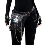 Steampunk-style Adjustable Waist Bag: Retro Chains and Rivets Decoration, PU Leather Multi-function Shoulder Crossbody Bag for Trendy Matching