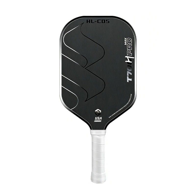 T700 Carbon Fiber Pickleball Paddle 16mm Core Lightweight Single Paddle with Polymer Honeycomb Core（Black grey）