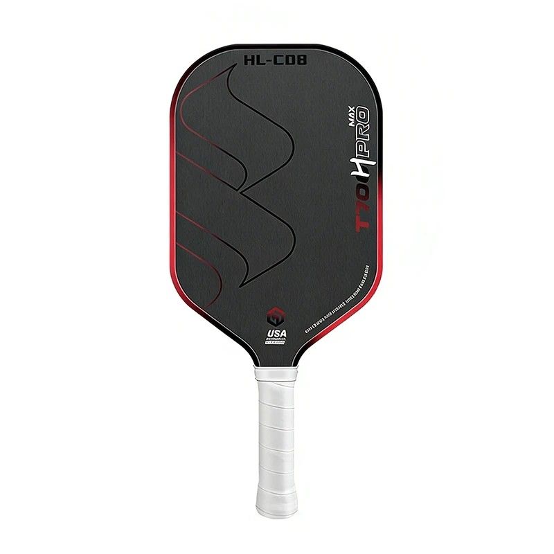 T700 Carbon Fiber Pickleball Paddle 16mm Core Lightweight Single Paddle with Polymer Honeycomb Core(BLACK+RED)