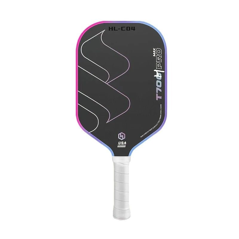 T700 Carbon Fiber Pickleball Paddle 16mm Core Lightweight Single Paddle with Polymer Honeycomb Core（Pink blue）