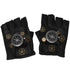 Steampunk Compass Half - Finger Gloves: Pure Sheepskin with Gear Decor, Retro Mechanical Style, Flexible & Versatile。silver