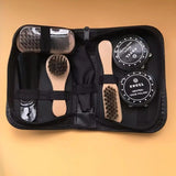7-in-1 Travel Case Black and Neutral Shoe Brush Cleaning Kit