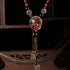 Bohemian style long necklace featuring retro beads and metal carved flowers with elegant dangling tassels adjustable 86cm chain suitable for pairing with sweaters and dresses perfect for daily wear or holiday occasions