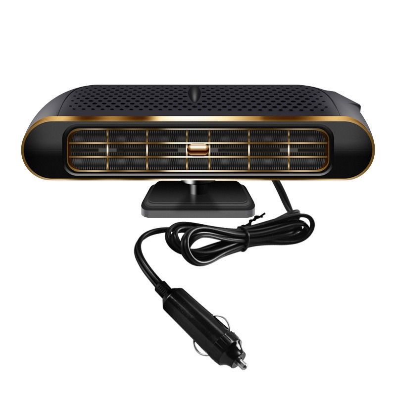 Winter Car Must-Have: 3-Second Heat, 360° Defrost, Safe Plug & Go Mini Heater(Black gold）