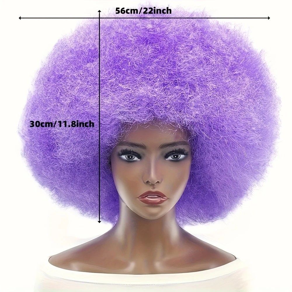 70s Fun Big Elastic Fluffy Afro Wig - High-quality Synthetic Short Curly Twisted Braid Wig for Cosplay and Daily Parties - Premium Fashion Wig（azure)