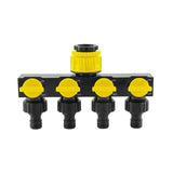 4-Way Independent Valve Garden Hose Splitter: Leak-Proof Faucet Connector, All-in-One for Watering, Car Washing and Sprinkler Systems, Essential Outdoor Tool for Efficient Water Saving/YELLOW