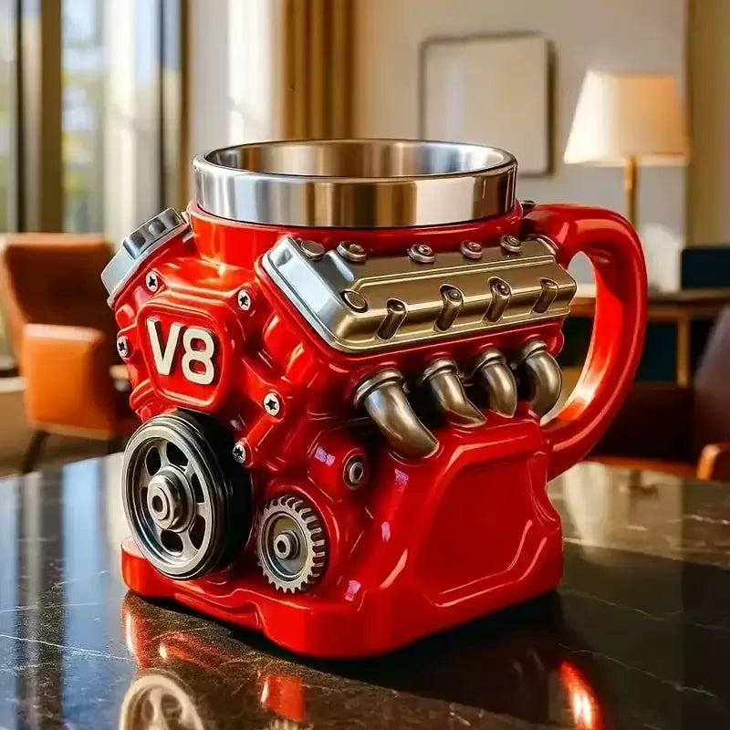 V8 Engine Mug: A must-have for car enthusiasts. Hold the engine in your hand, sip with speed and passion.