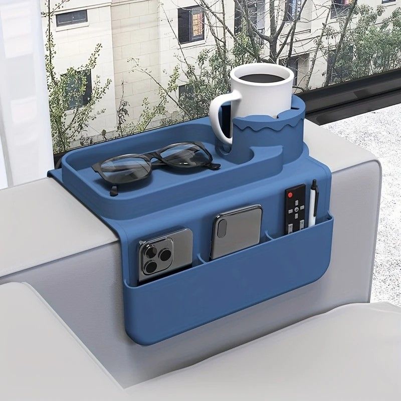 Sofa Cup Holder for Home & Dorm, Armrest Tray Multifunctional Creative Cup Rack, Perfect Thoughtful Holiday Gift for Family.BLUE