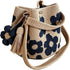 Hand crocheted flower tote bag, can be worn as shoulder bag, crossbody bag, or carried by hand, the perfect choice for everyday outings with a stylish vibe./BLUE