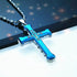 2PCS Luxurious Rhinestone Cross Necklace, Unisex, Guarding Faith with Cool Shine for Holidays and Daily Wear.BLUE