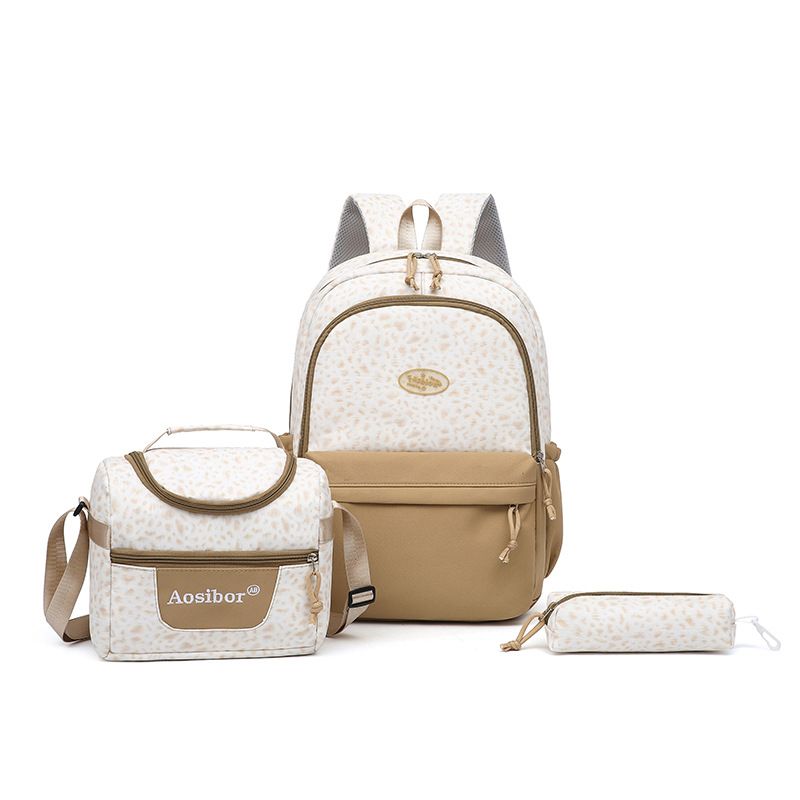  Leopard Print Water-Resistant Backpack(khaki), Lightweight with Large Capacity, Laptop Compartment Included, Essential for Commuting and Campus./khaki