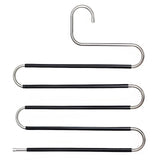 3 Pack Multi-Layer Stainless Steel Metal Pants Hangers, Bedroom Storage, S-Shaped Anti-Slip No-Mark, Space Saving, Closet Storage Rack, Pants Jeans Scarves Hanging, Black Version