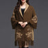 Double-sided Jacquard Cheongsam Shawl, Color-Blocked Fringed Cape Design, Autumn/Winter Fashion & Warmth Two-in-One Scarf(GREY)